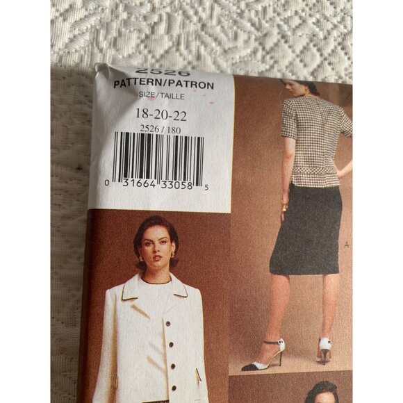 Vogue Misses Dress Jacket Top Skirt Pants Sewing Pattern 2526 Sz 18 - 22 - Uncut - Picture 4 of 9